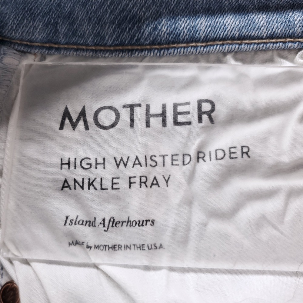 Mother High Waisted Rider Ankle Fray Jeans Women 28 Blue Stretch Distressed - Picture 3 of 13